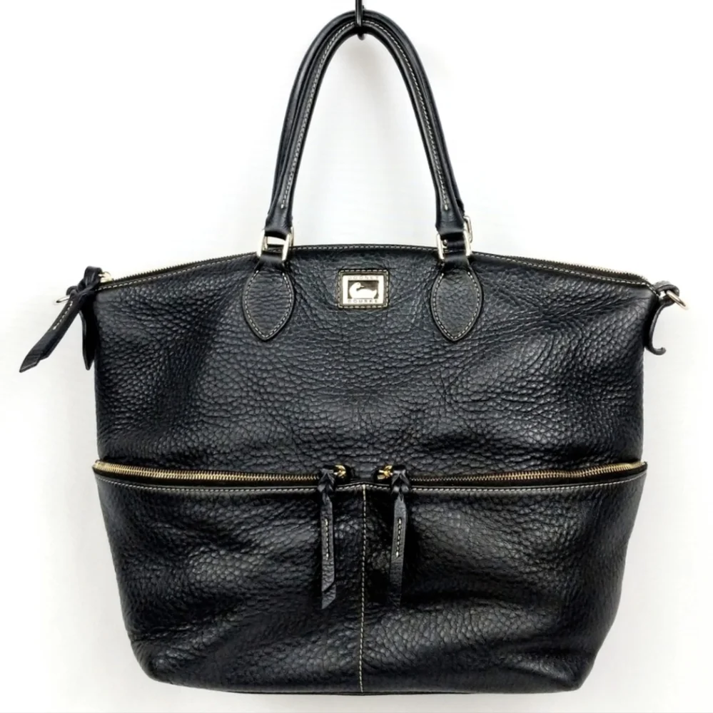 Dooney & Bourke Satchel Crossbody Pebbled Leather Double Pocket Zip Top Slouchy